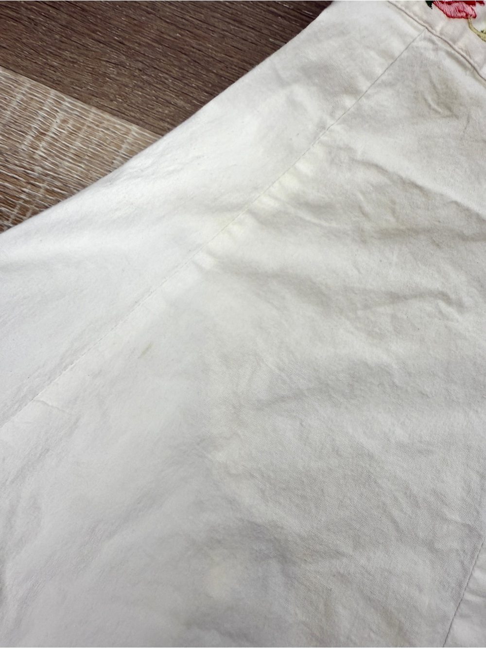 Elevenses Anthropologie Size 6 White Embroidered Floral A-Line Skirt - Picture 10 of 12
